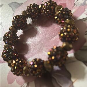 Chunky Brown Beaded Bracelet with Colorful Accents